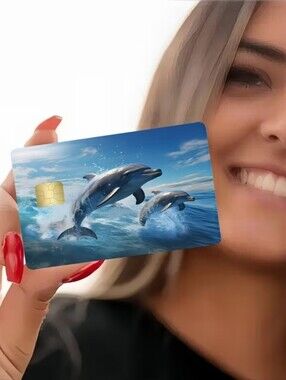 Unisex Front Side Group Of Dolphins Credit Debit Card Skein Sticker